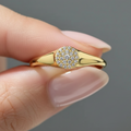 Cluster Diamond 14K Solid Gold Ring For Women