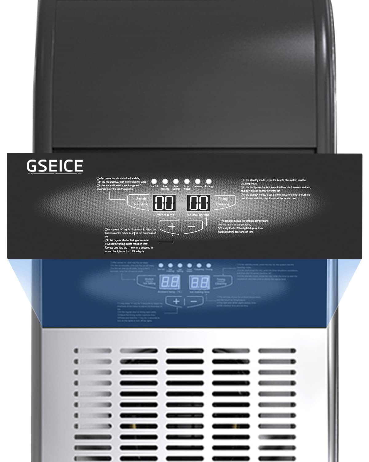 Commercial Ice Maker Machine,90Lbs/24H under Counter Ice Machine with 34Lbs Storage Ice Bin, Stainless Steel Small Ice Maker Ideal for Home Coffee Shop Bars and Restaurant