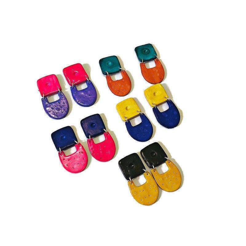 Black & Yellow Clip On Earrings for Non Pierced Ears- "Val"