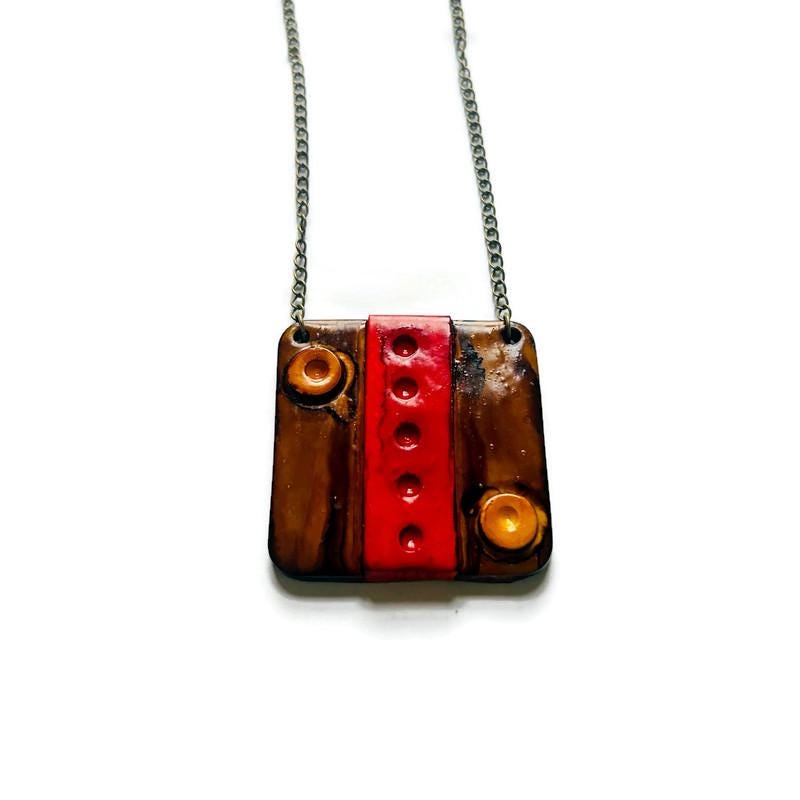 Bold Handmade Polymer Clay Pendant