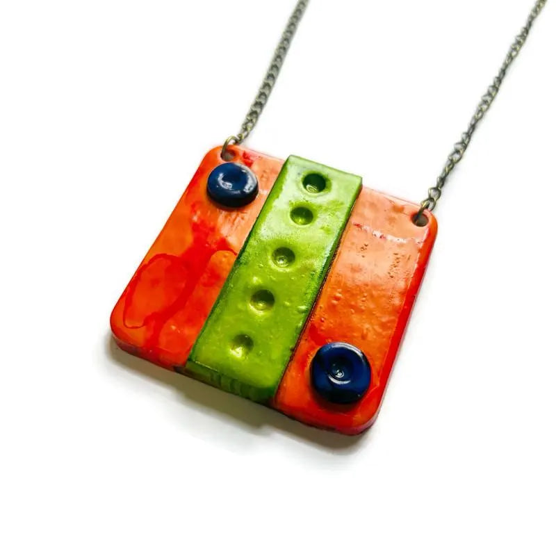 Bold Handmade Polymer Clay Pendant