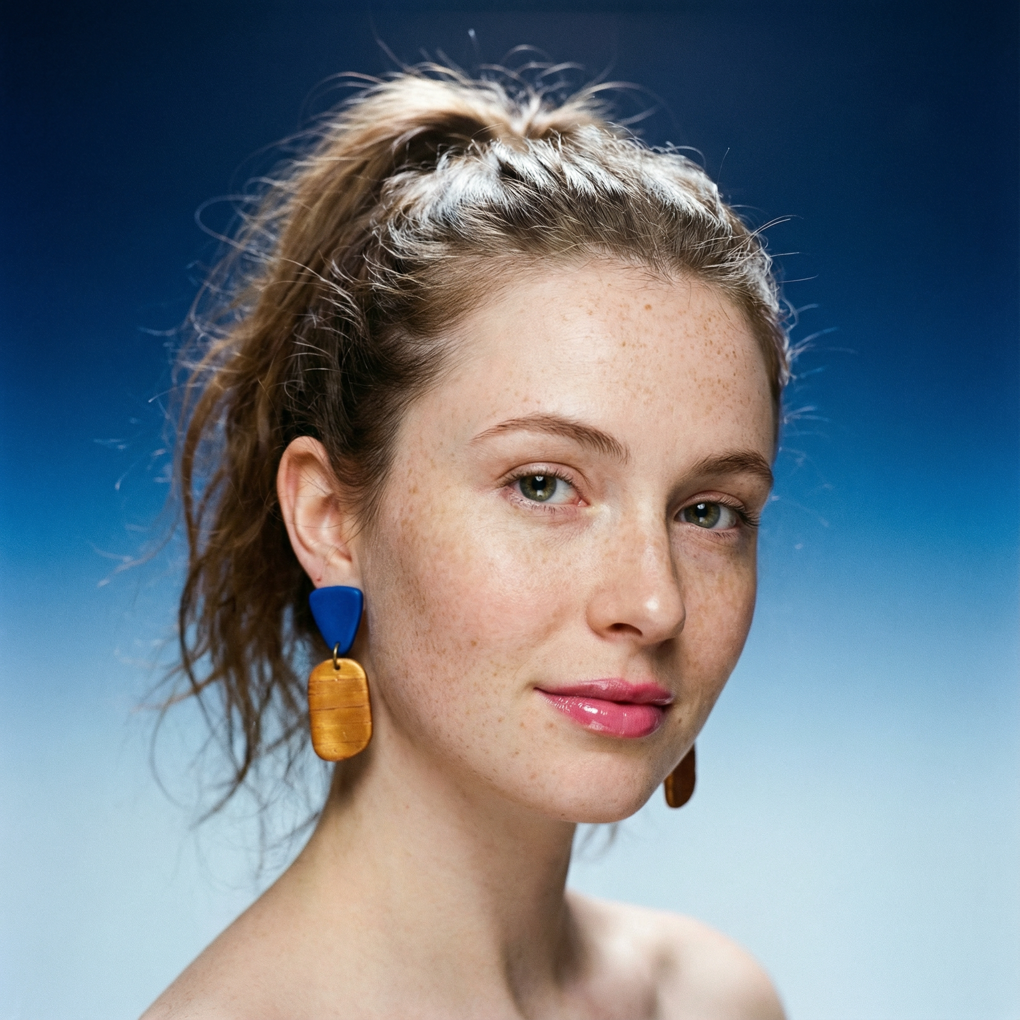 Small Clip On Earrings in Olive Green & Orange